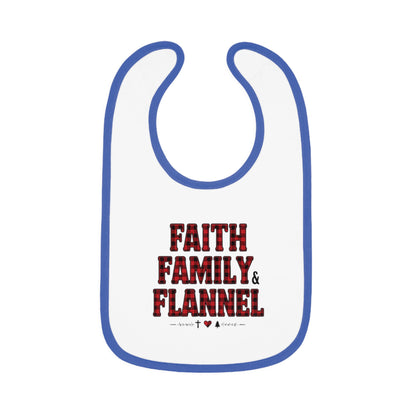 Faith, Family & Flannel Baby Bib — Plaid Nursery Bib for Newborns & Toddlers