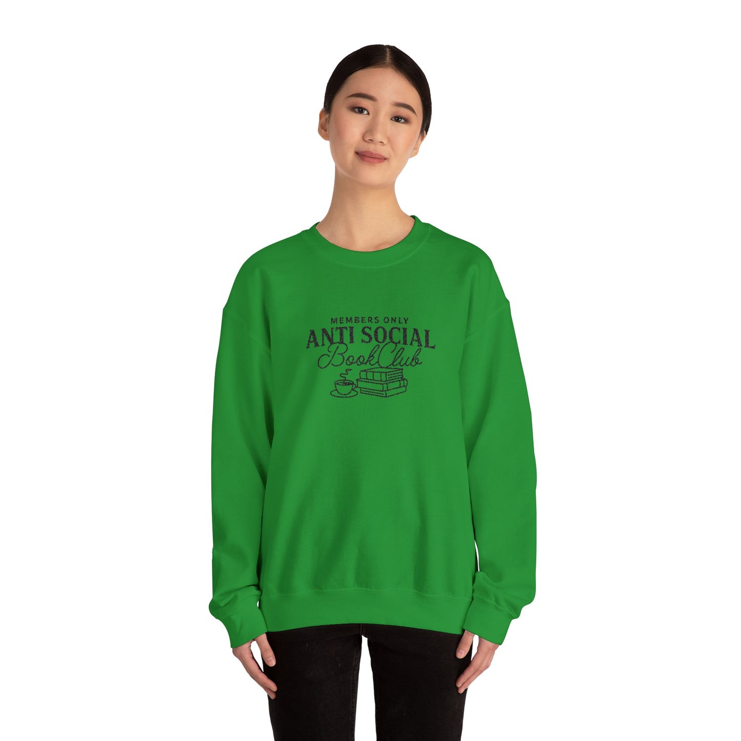 “Members Only Anti Social Book Club” Embroidered Crewneck