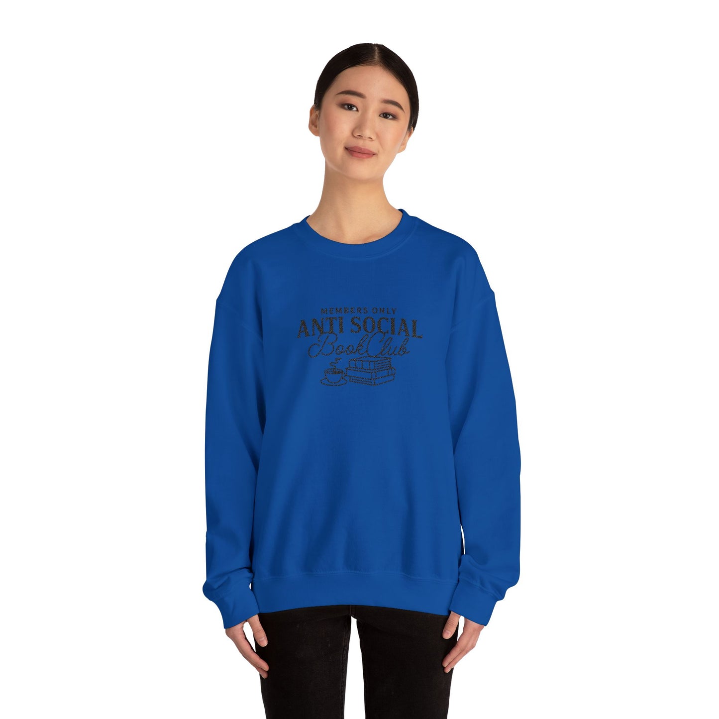 “Members Only Anti Social Book Club” Embroidered Crewneck