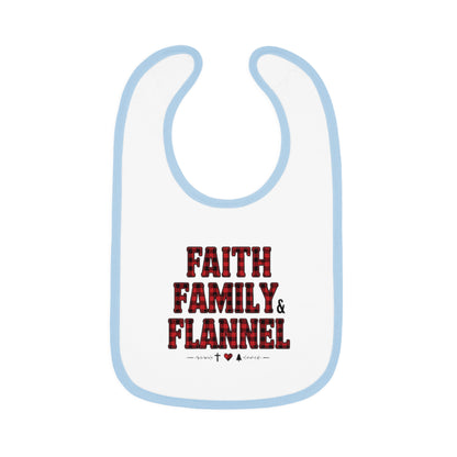 Faith, Family & Flannel Baby Bib — Plaid Nursery Bib for Newborns & Toddlers