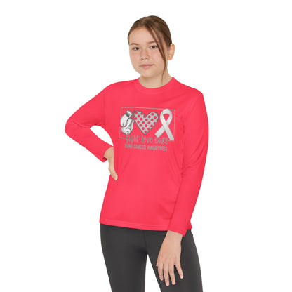 Fight Love Cure Lung Cancer Awareness Youth Long Sleeve Shirt | Kids Awareness Tee