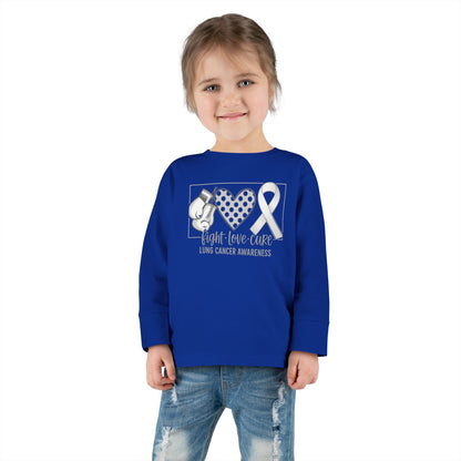 Fight Love Cure Lung Cancer Awareness Toddler Long Sleeve Shirt | Kids Support Tee