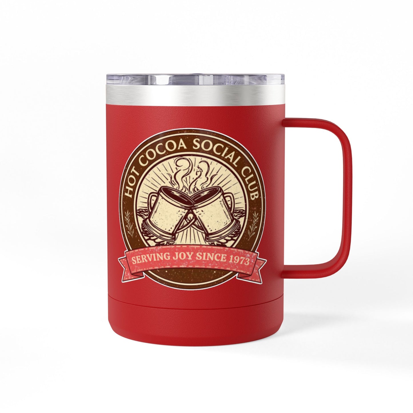 Hot Cocoa Social Club Insulated Coffee Tumbler | Cozy Vintage Mug | Double-Wall Stainless Steel Holiday Drinkware