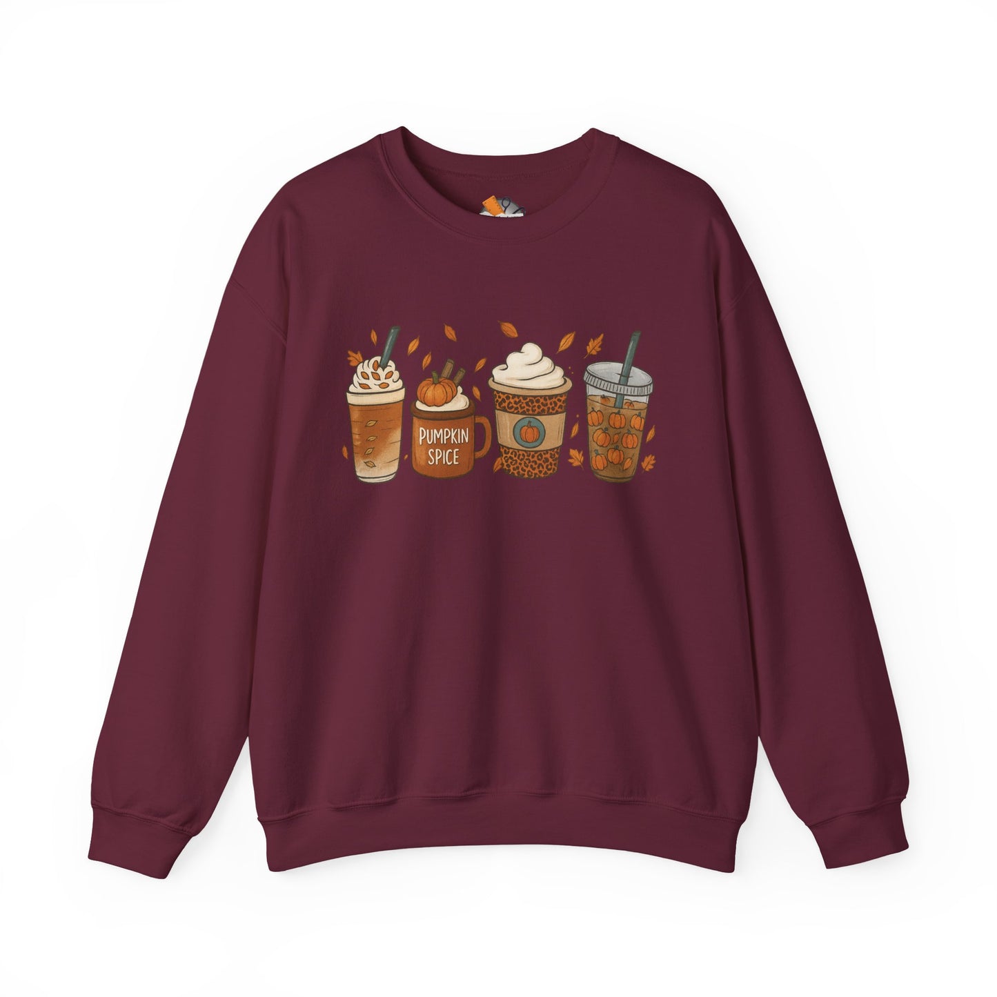 Pumpkin Spice Crewneck Sweatshirt – Cozy Fall Coffee Lover Pullover (10 Colors)
