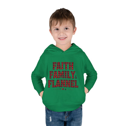 Faith, Family & Flannel Toddler Hoodie | Cozy Christian Fall & Holiday Sweatshirt (15 Colors)