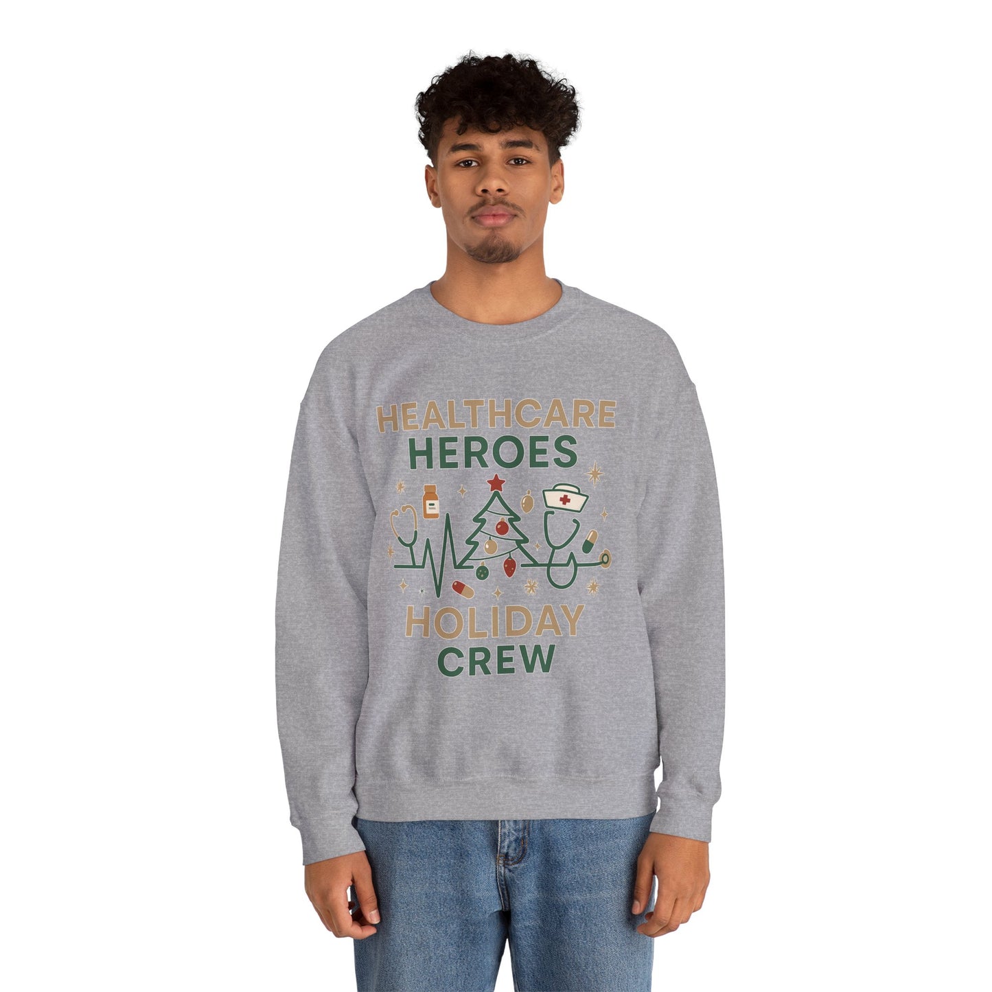 Healthcare Heroes Holiday Crewneck Sweatshirt | Nurse & Medical Staff Christmas Sweater (10 Colors)