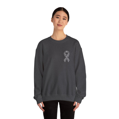 Lung Cancer Awareness Heart Ribbon Crewneck Sweatshirt – Support & Strength Sweater (8 Color Options)