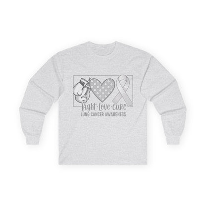 Fight Love Cure Lung Cancer Awareness Long Sleeve Shirt | Unisex Graphic Tee