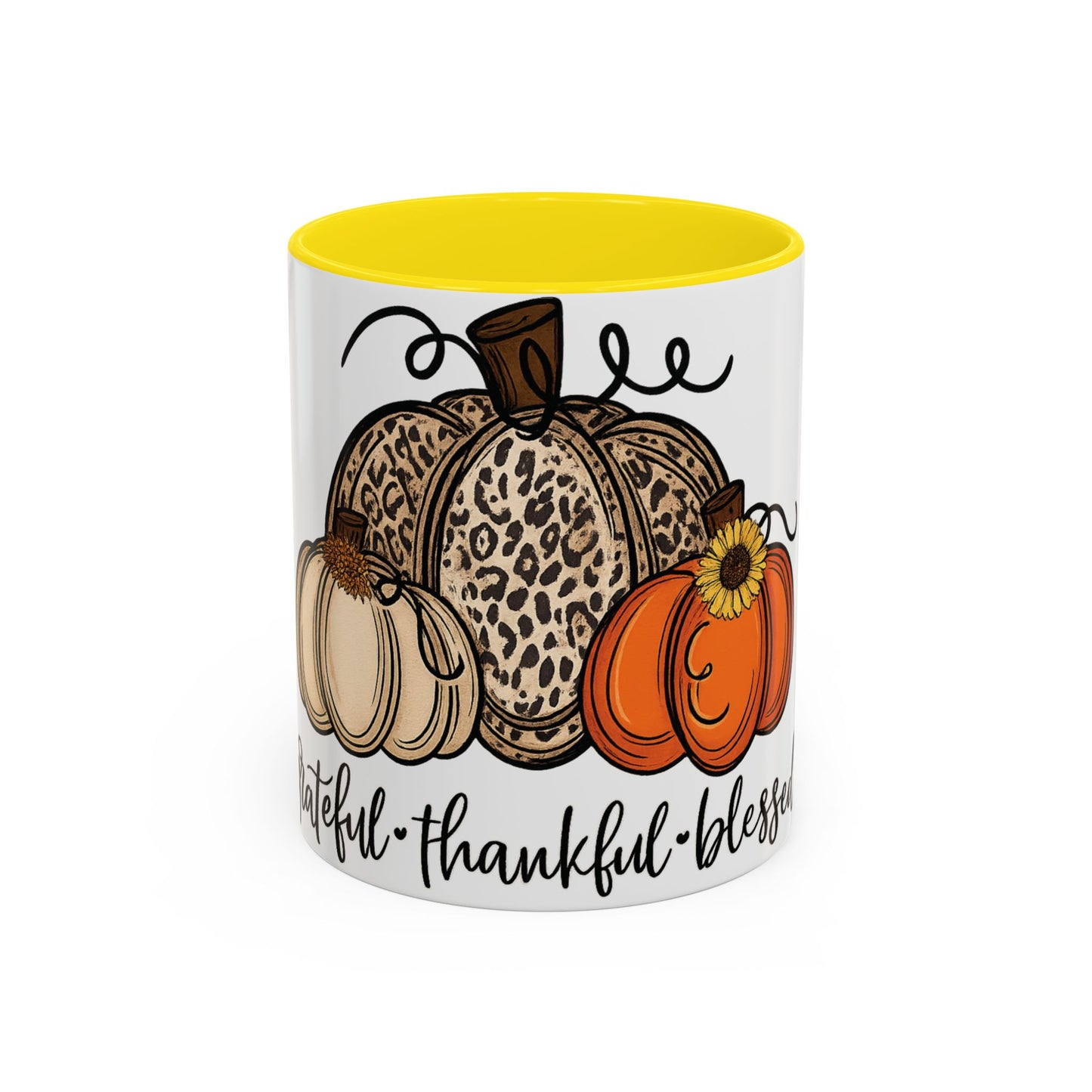 Grateful Thankful Blessed Accent Mug – Fall Coffee Cup (11oz & 15oz)