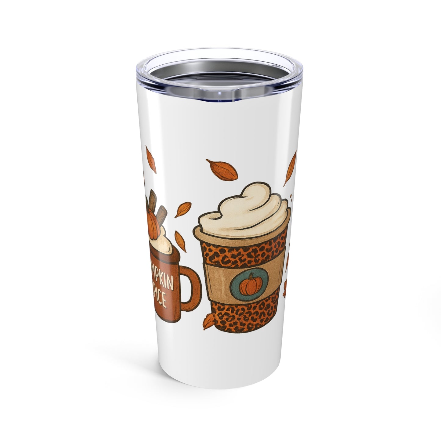 Pumpkin Spice Tumbler | Fall Coffee Travel Cup | Leopard Print Pumpkin Latte Stainless Steel Tumbler