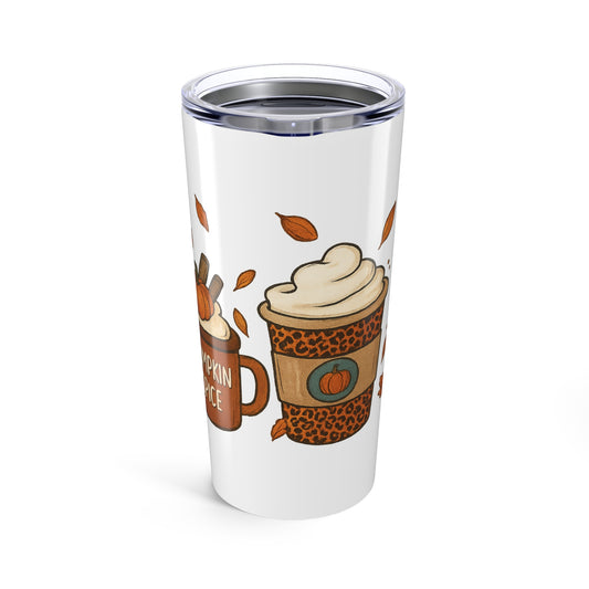Pumpkin Spice Tumbler | Fall Coffee Travel Cup | Leopard Print Pumpkin Latte Stainless Steel Tumbler
