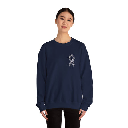 Lung Cancer Awareness Heart Ribbon Crewneck Sweatshirt – Support & Strength Sweater (8 Color Options)
