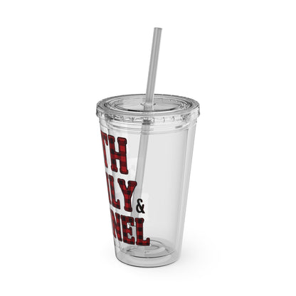 Faith, Family & Flannel Acrylic Tumbler with Straw | Christian Buffalo Plaid Cup (9 Color Options)