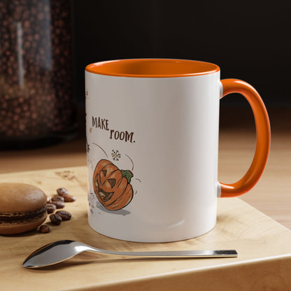 Winter to Fall Humor Mug – “Make Room” Snowman & Pumpkin Mug