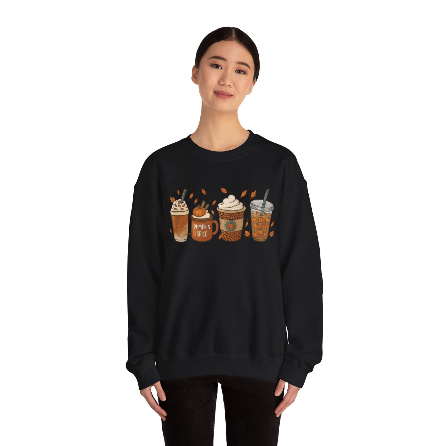 Pumpkin Spice Crewneck Sweatshirt – Cozy Fall Coffee Lover Pullover (10 Colors)