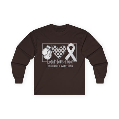 Fight Love Cure Lung Cancer Awareness Long Sleeve Shirt | Unisex Graphic Tee