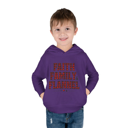 Faith, Family & Flannel Toddler Hoodie | Cozy Christian Fall & Holiday Sweatshirt (15 Colors)