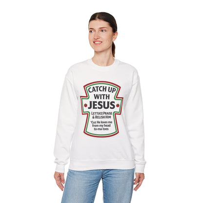 Catch Up With Jesus Crewneck Sweatshirt | Faith Humor Apparel