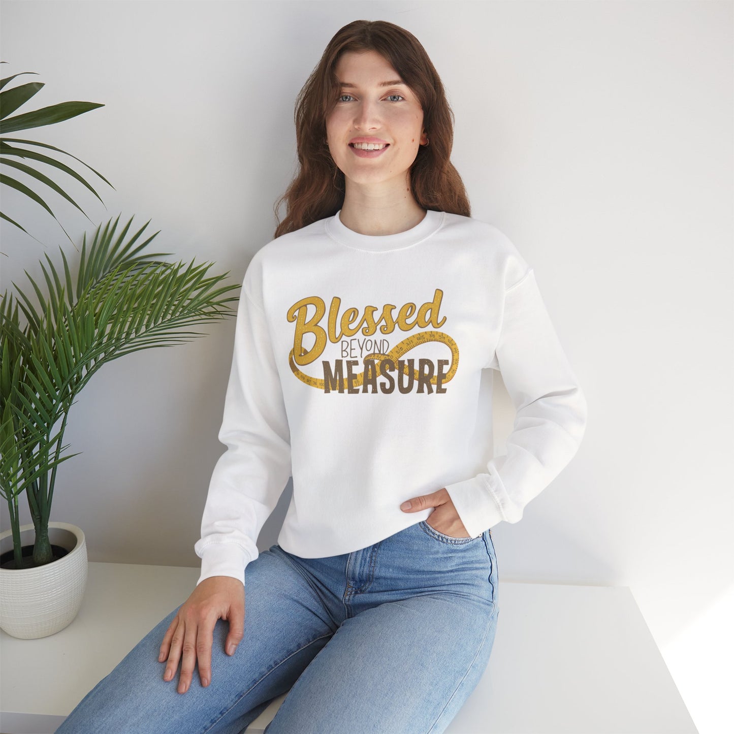 Blessed Beyond Measure Crewneck Sweatshirt – Cozy Faith & Gratitude Sweater (9 Color Options)