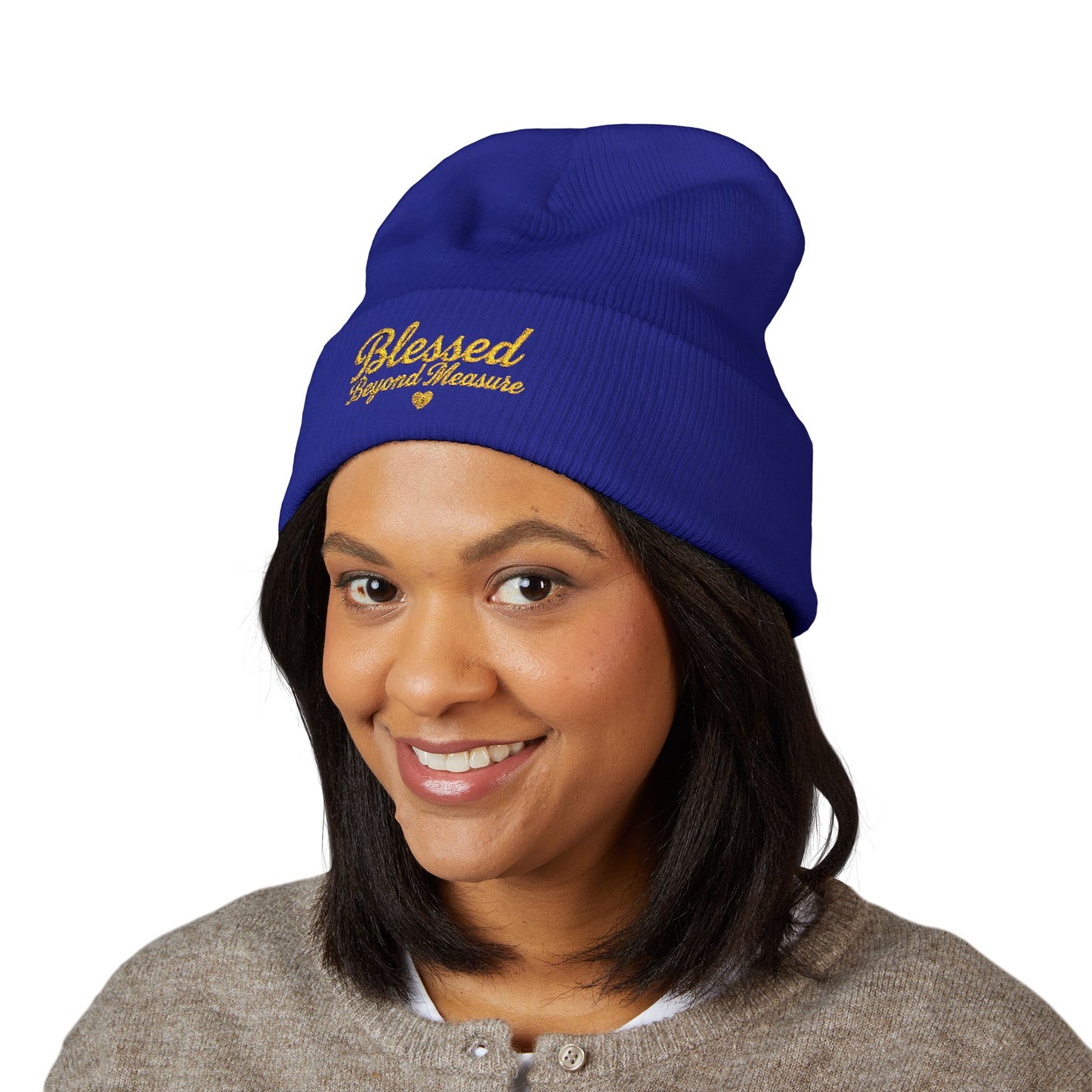 Blessed Beyond Measure Embroidered Beanie – Faith-Inspired Knit Hat (9 Color Options)
