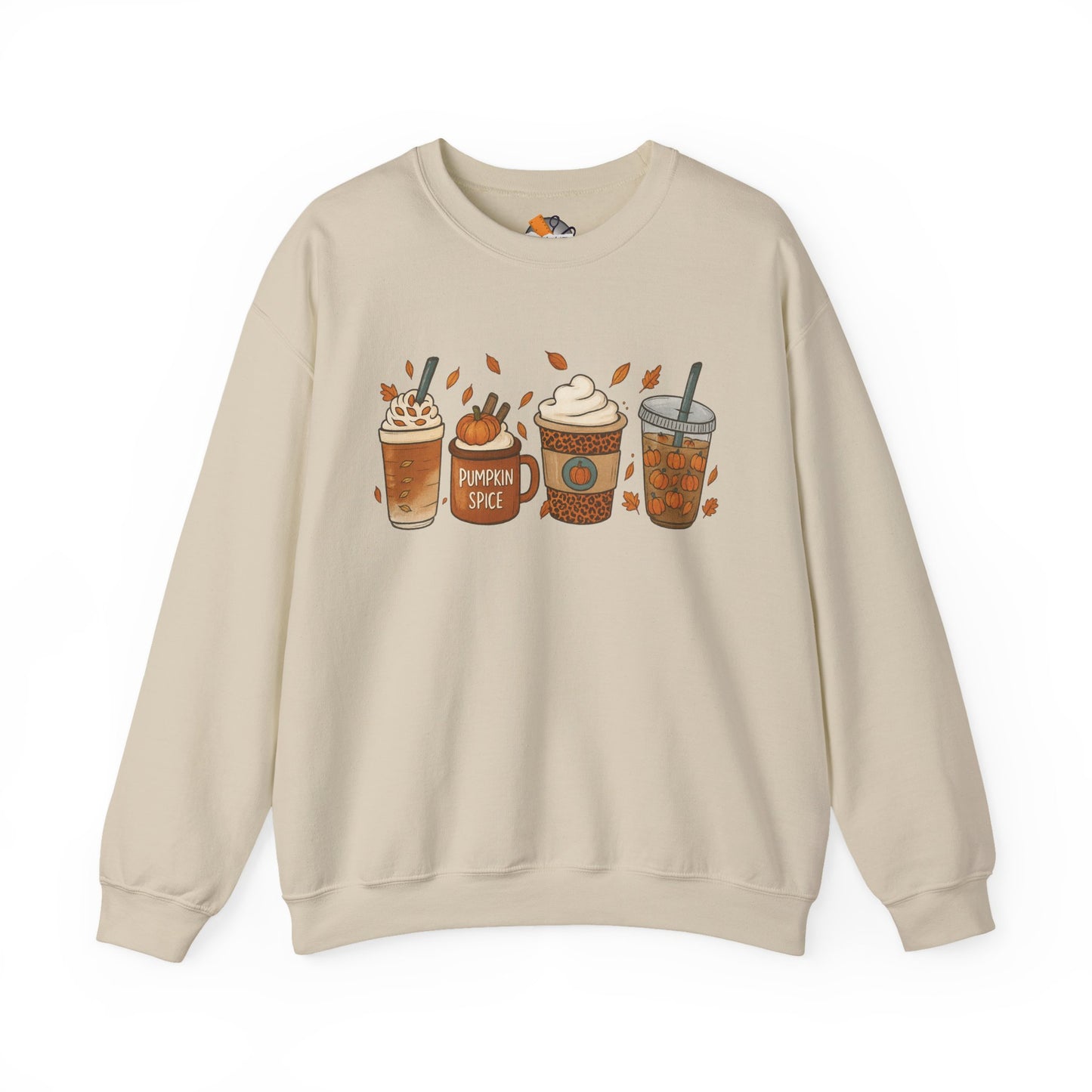 Pumpkin Spice Crewneck Sweatshirt – Cozy Fall Coffee Lover Pullover (10 Colors)