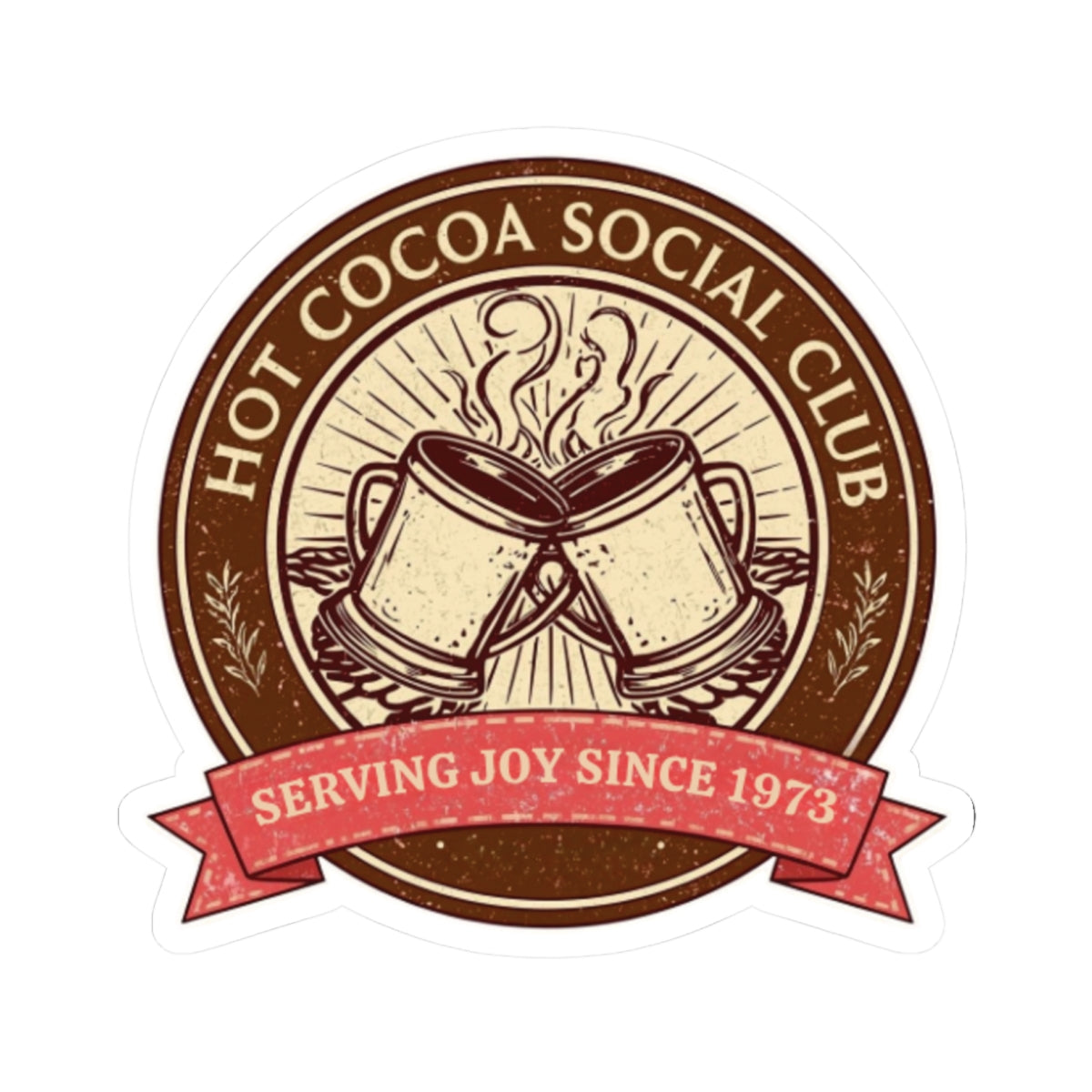 Hot Cocoa Social Club Sticker | Vintage Holiday Cocoa Club Decal | Cozy Christmas Aesthetic