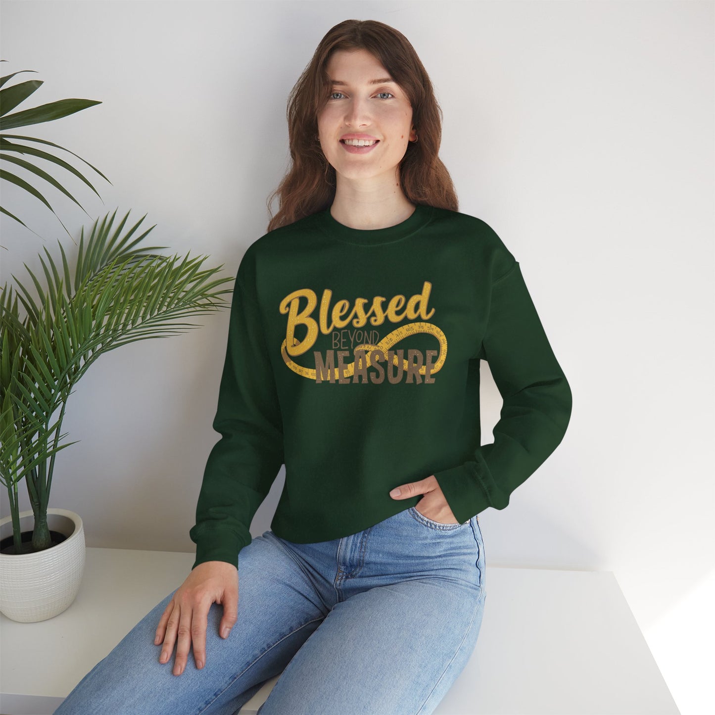 Blessed Beyond Measure Crewneck Sweatshirt – Cozy Faith & Gratitude Sweater (9 Color Options)