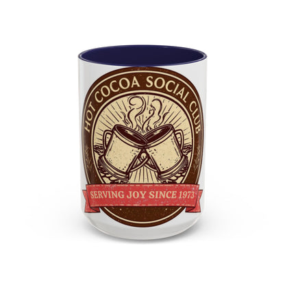 Hot Cocoa Social Club Accent Mug | Vintage Holiday Coffee Cup (11oz & 15oz, Multiple Colors)