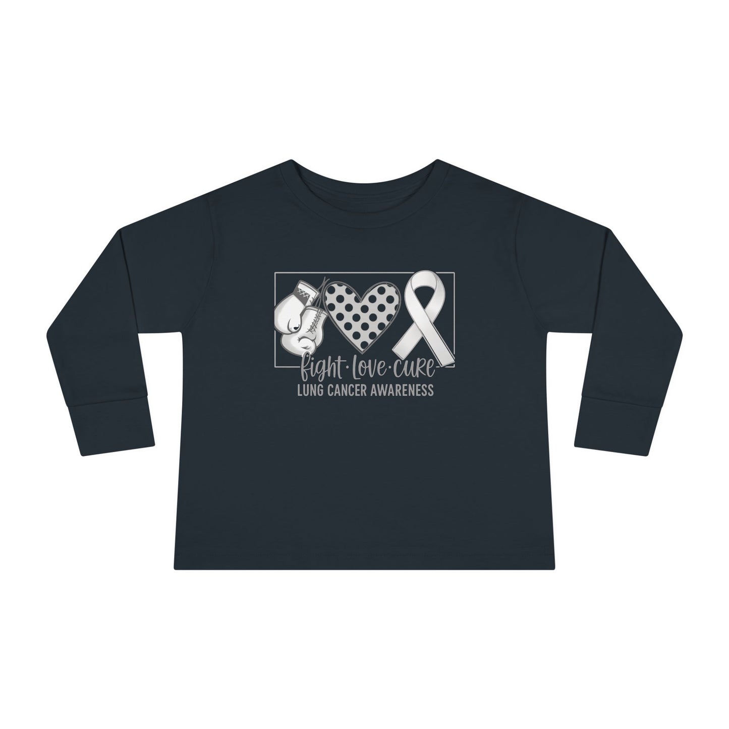 Fight Love Cure Lung Cancer Awareness Toddler Long Sleeve Shirt | Kids Support Tee