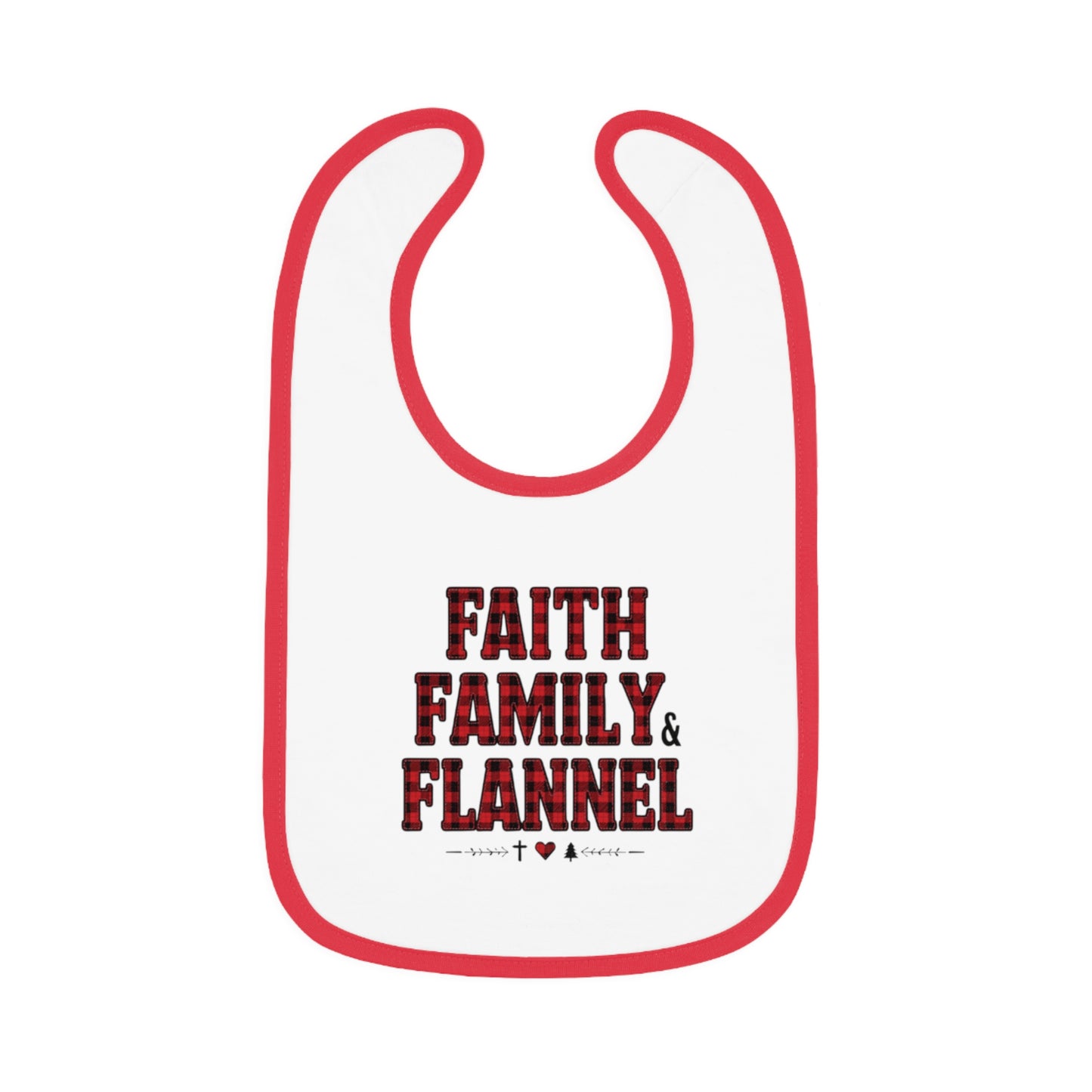 Faith, Family & Flannel Baby Bib — Plaid Nursery Bib for Newborns & Toddlers