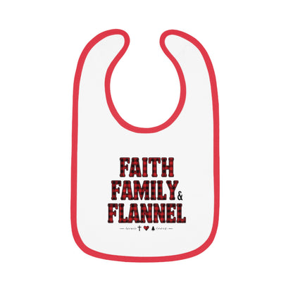 Faith, Family & Flannel Baby Bib — Plaid Nursery Bib for Newborns & Toddlers