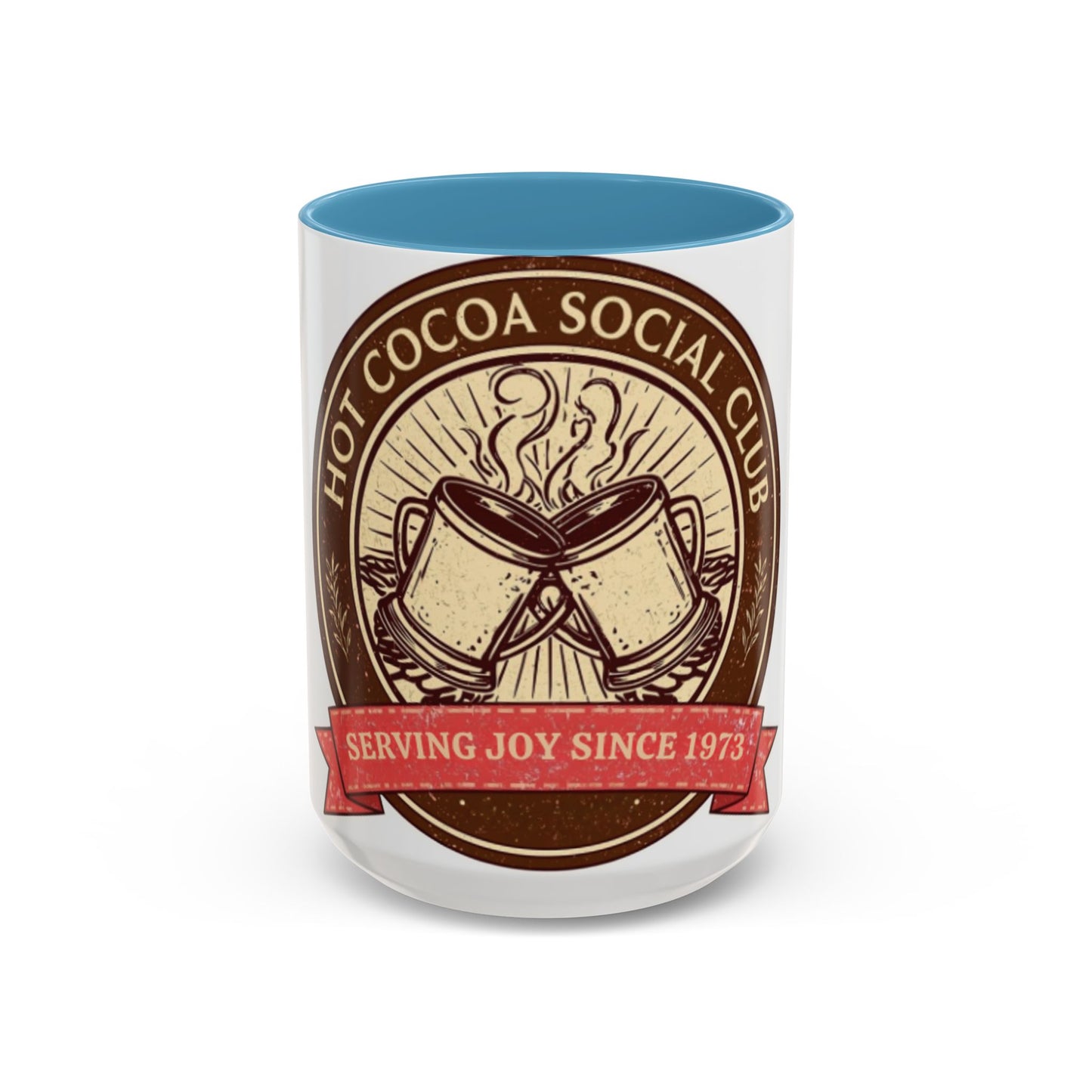 Hot Cocoa Social Club Accent Mug | Vintage Holiday Coffee Cup (11oz & 15oz, Multiple Colors)