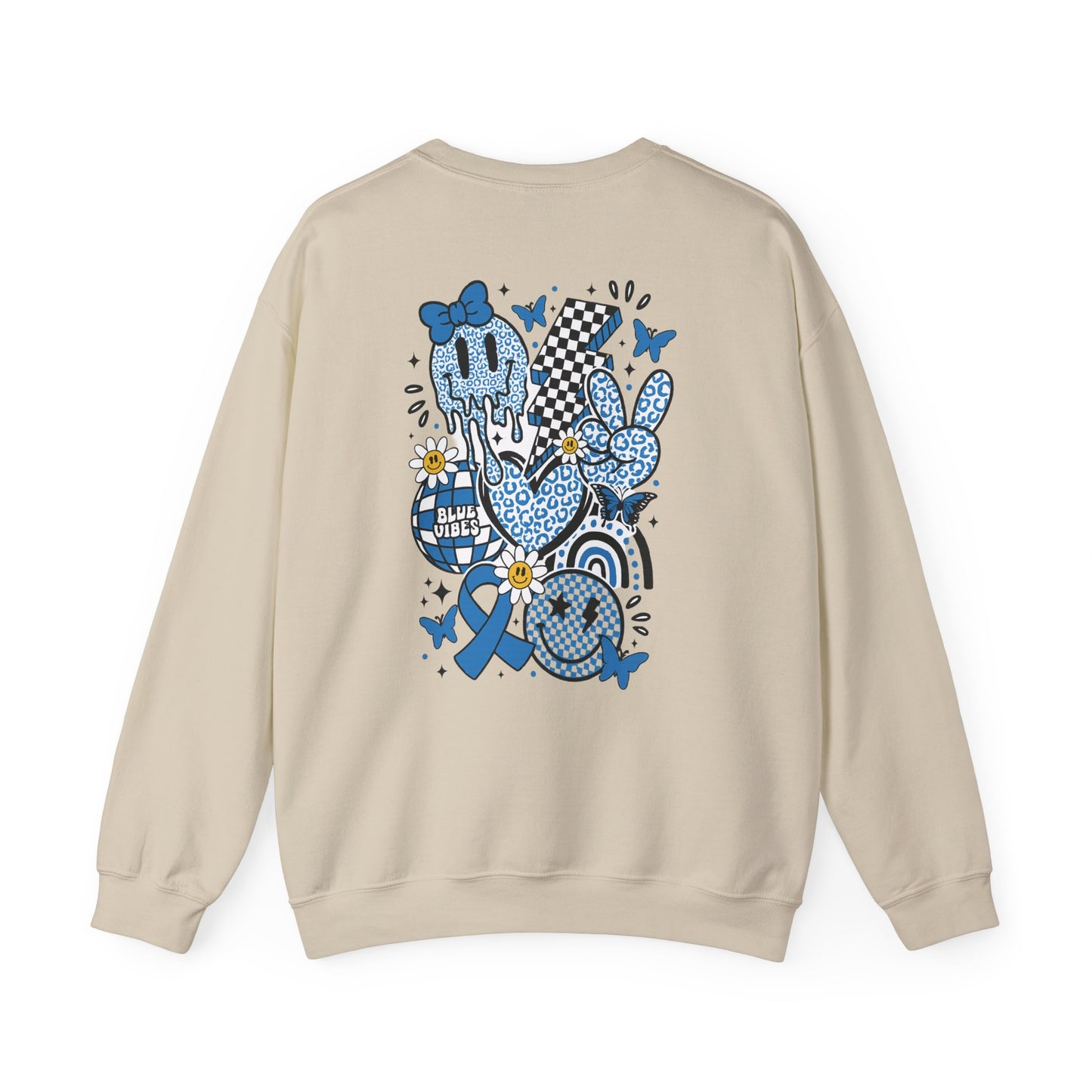 Diabetes Awareness Crewneck Sweatshirt | Blue Ribbon Graffiti Design (9 Colors)