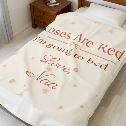 “Roses Are Red, I’m Going to Bed” Blanket | Personalized Salutation Cozy Throw