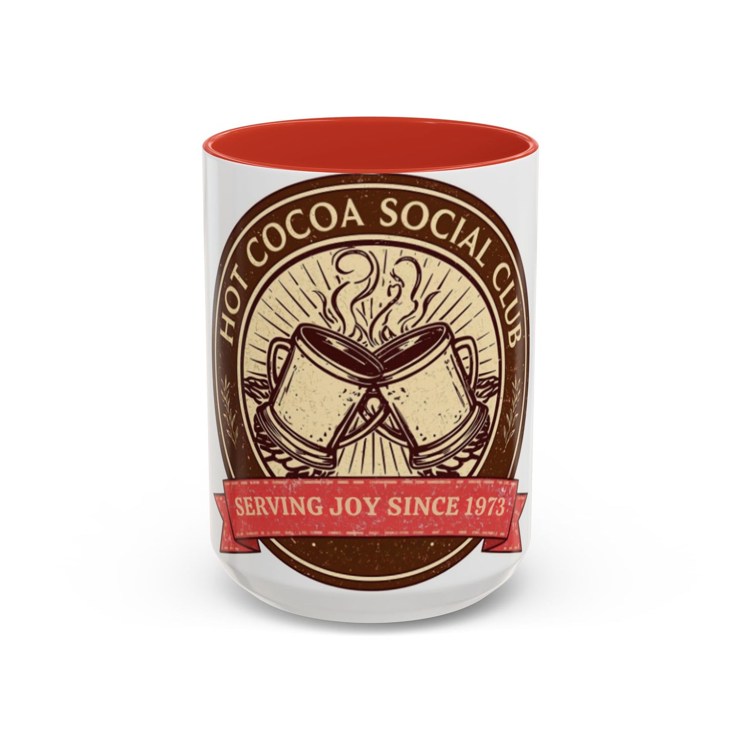 Hot Cocoa Social Club Accent Mug | Vintage Holiday Coffee Cup (11oz & 15oz, Multiple Colors)