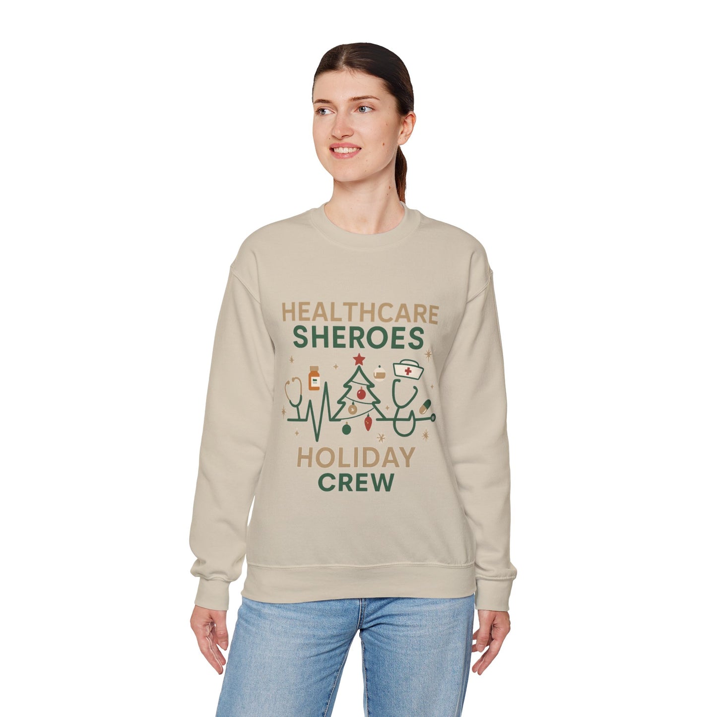 Healthcare Sheroes Holiday Crewneck Sweatshirt | Christmas Nurse & Medical Staff Gift (10 Colors)
