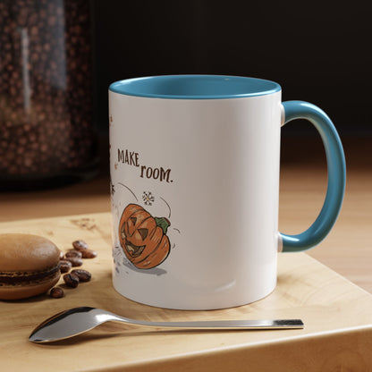 Winter to Fall Humor Mug – “Make Room” Snowman & Pumpkin Mug