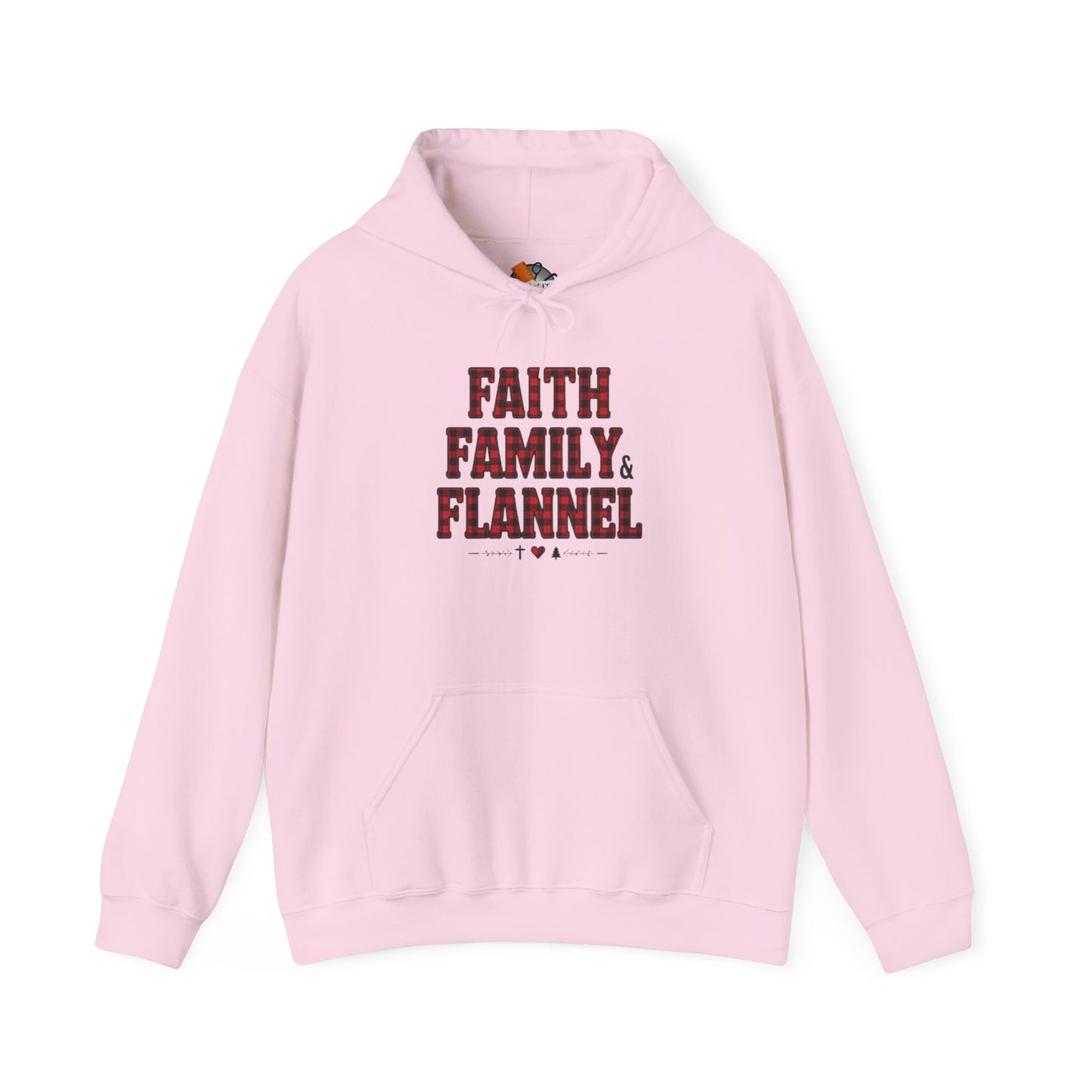 Faith, Family & Flannel Adult Hoodie | Cozy Christian Fall & Holiday Sweatshirt (8 Colors)