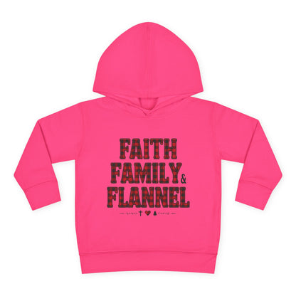 Faith, Family & Flannel Toddler Hoodie | Cozy Christian Fall & Holiday Sweatshirt (15 Colors)