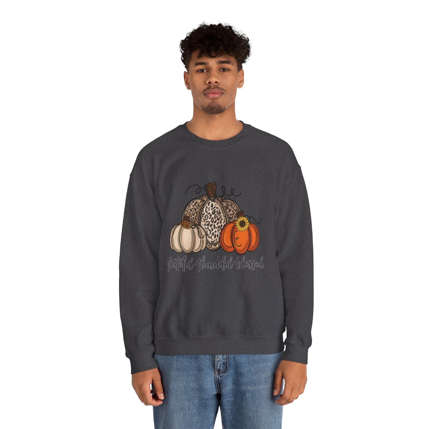 Grateful Thankful Blessed Crewneck Sweatshirt – Fall Faith & Pumpkin Season Pullover (10 Colors)