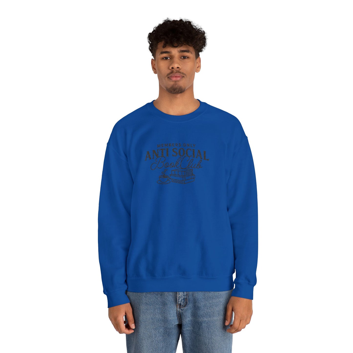 “Members Only Anti Social Book Club” Embroidered Crewneck