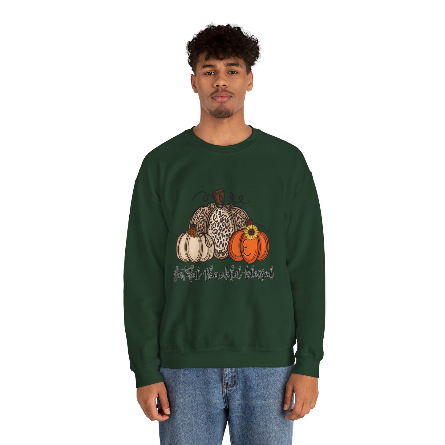 Grateful Thankful Blessed Crewneck Sweatshirt – Fall Faith & Pumpkin Season Pullover (10 Colors)