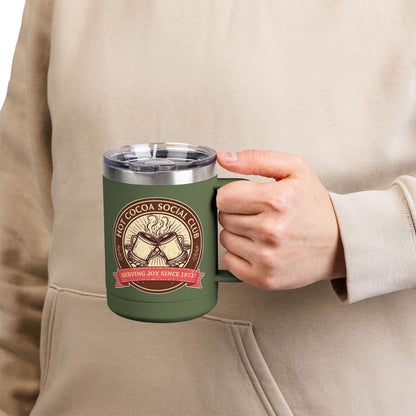 Hot Cocoa Social Club Insulated Coffee Tumbler | Cozy Vintage Mug | Double-Wall Stainless Steel Holiday Drinkware