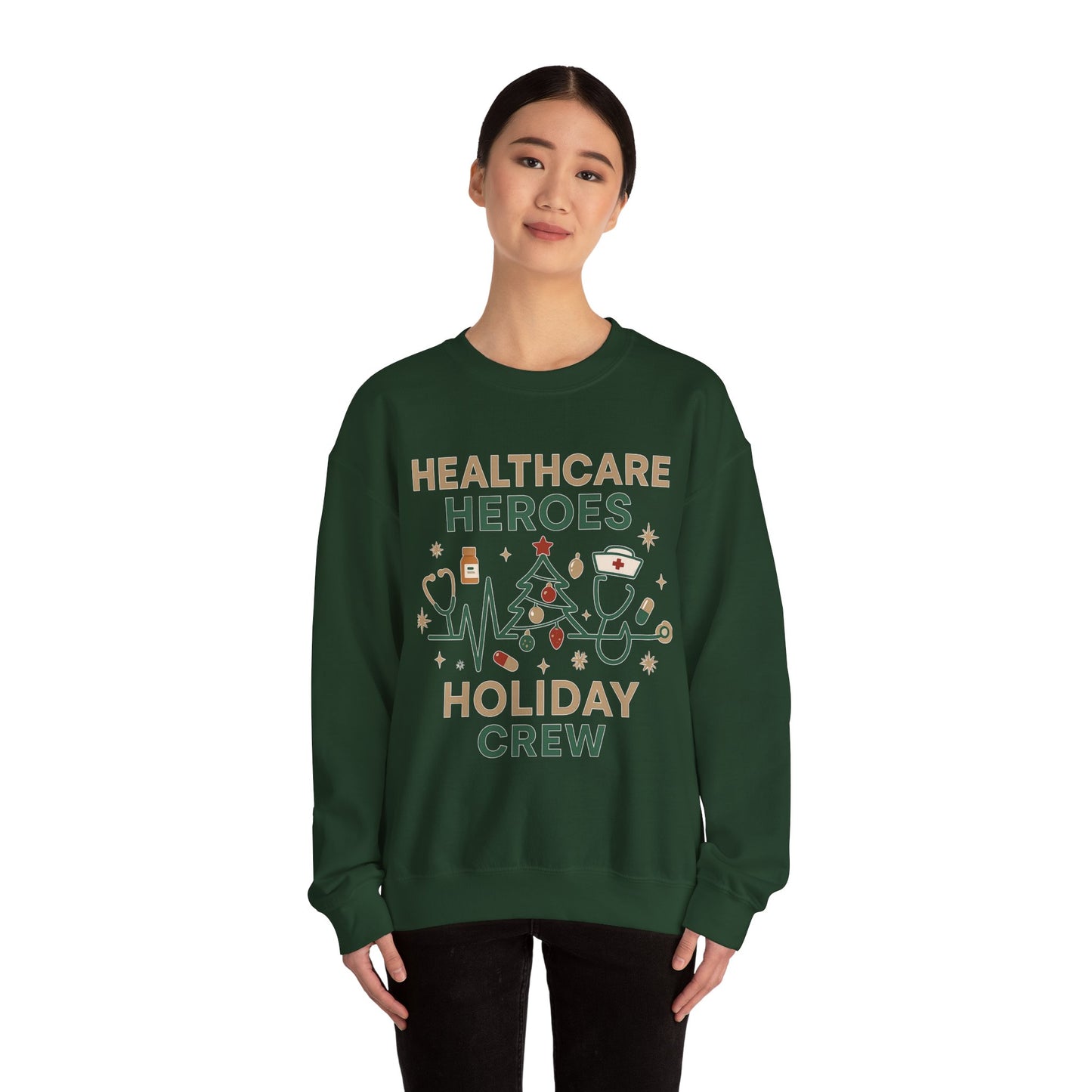 Healthcare Heroes Holiday Crewneck Sweatshirt | Nurse & Medical Staff Christmas Sweater (10 Colors)