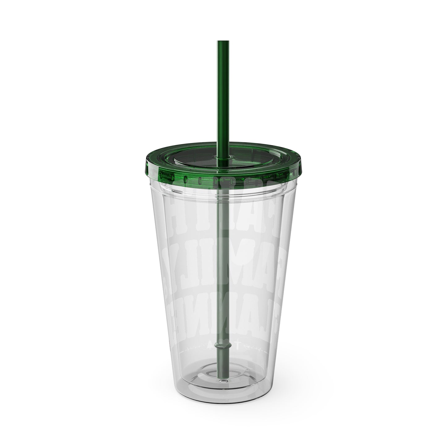Faith, Family & Flannel Acrylic Tumbler with Straw | Christian Buffalo Plaid Cup (9 Color Options)