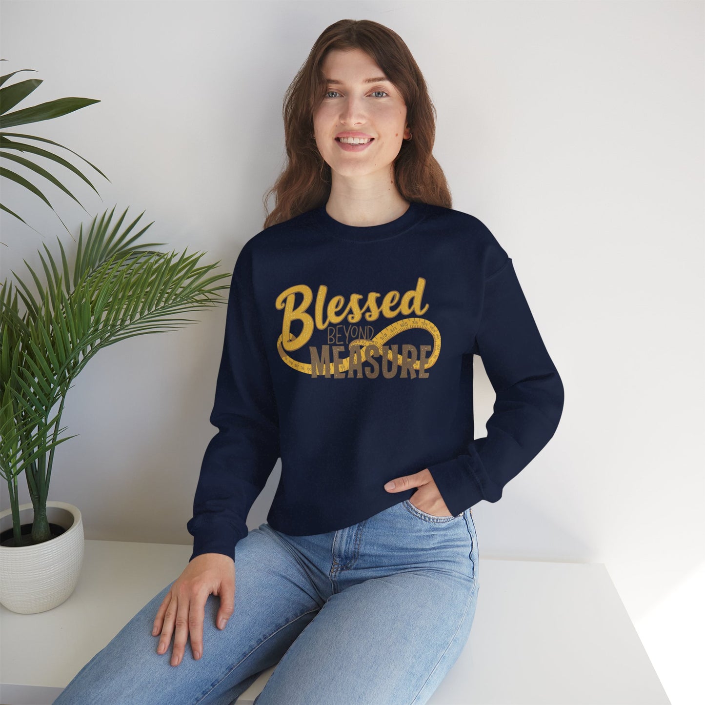 Blessed Beyond Measure Crewneck Sweatshirt – Cozy Faith & Gratitude Sweater (9 Color Options)