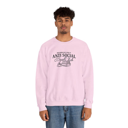 “Members Only Anti Social Book Club” Embroidered Crewneck