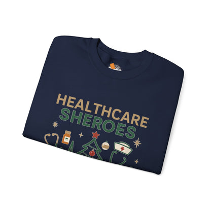 Healthcare Sheroes Holiday Crewneck Sweatshirt | Christmas Nurse & Medical Staff Gift (10 Colors)