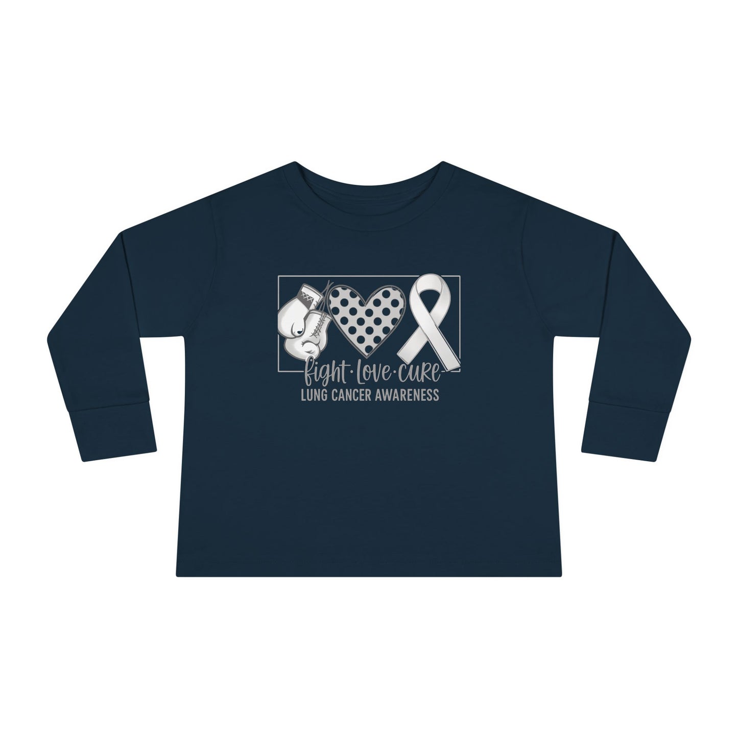 Fight Love Cure Lung Cancer Awareness Toddler Long Sleeve Shirt | Kids Support Tee