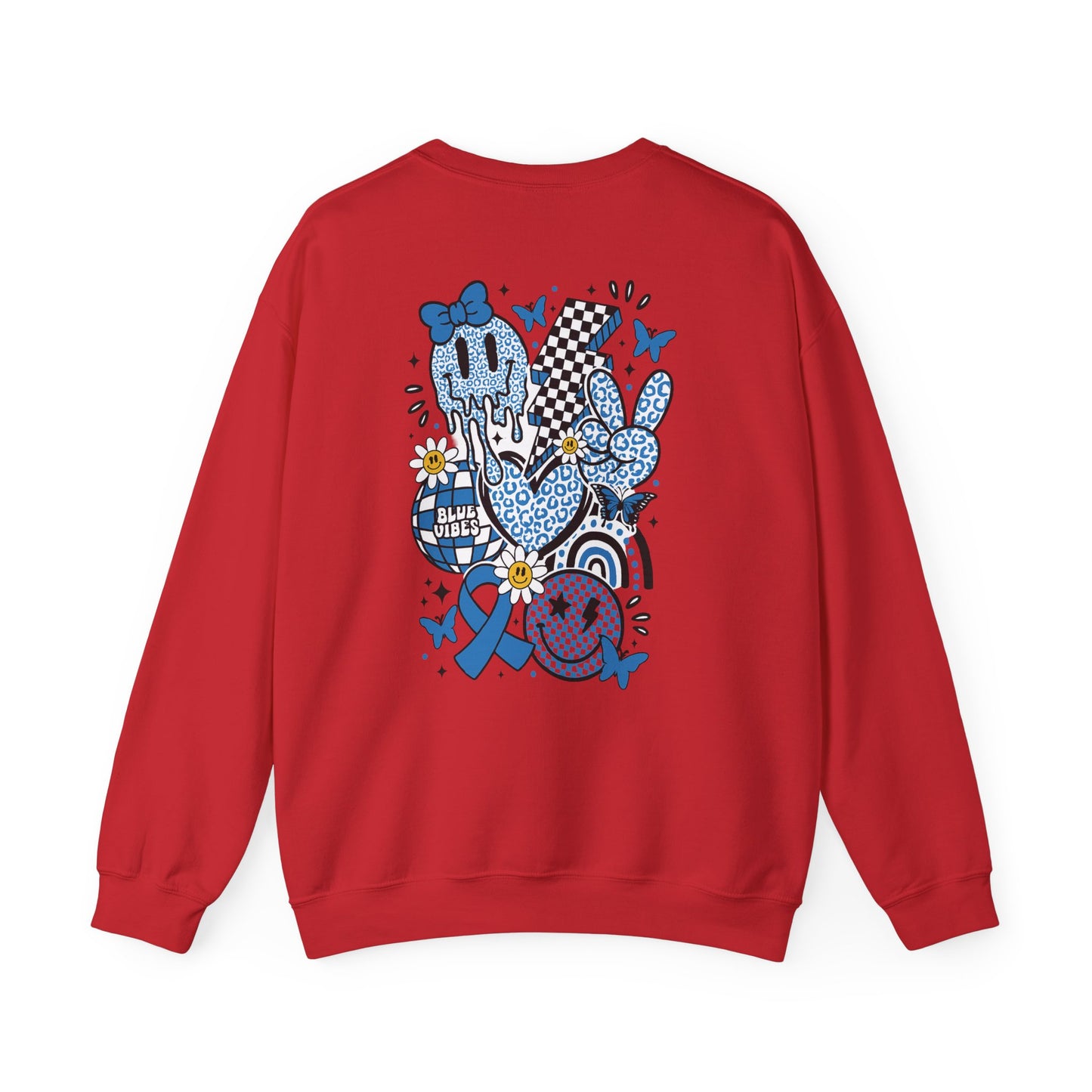 Diabetes Awareness Crewneck Sweatshirt | Blue Ribbon Graffiti Design (9 Colors)
